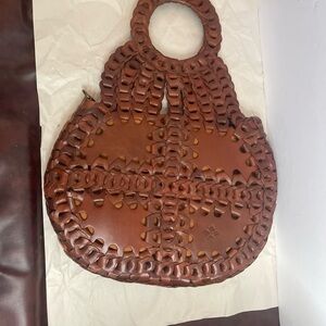 Patricia Nash Woven Brown Leather Crossbody Bag, missing shoulder strap